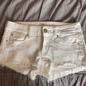 American Eagle Stretch white jean shorts